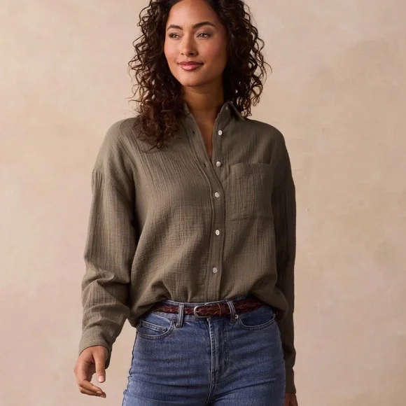 Normal Brand The Kalo Overshirt deep sage green size small - Picture 4 of 6